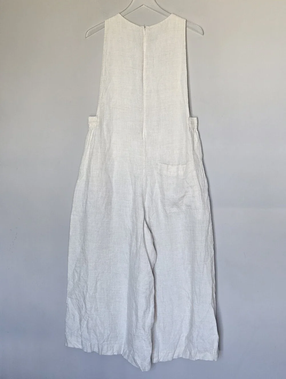 COS 100% Linen Sleeveless Wide-Leg Oversized Jumpsuit in Natural Size XS